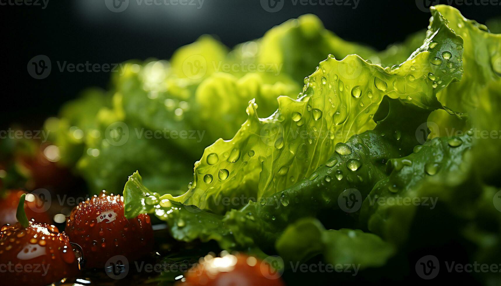 artistiek nog steeds leven van groen bladeren sla. illustratie ai foto