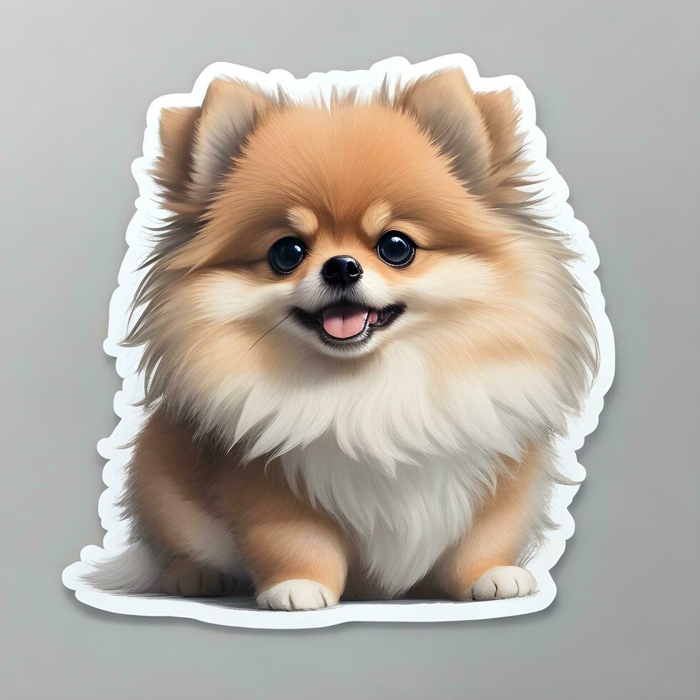 pommeren hond sticker vector kunst ai genereren foto