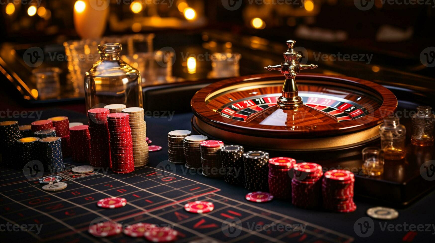 casino thema. gouden roulette wiel detailopname generatief ai foto