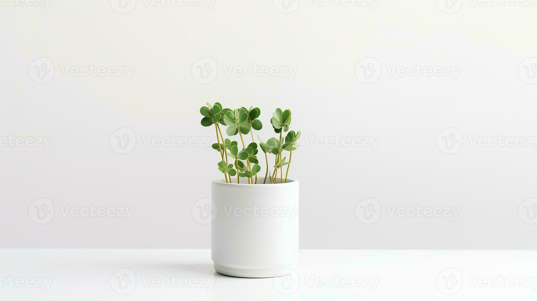 foto van wit Klaver bloem in pot geïsoleerd Aan wit achtergrond. generatief ai