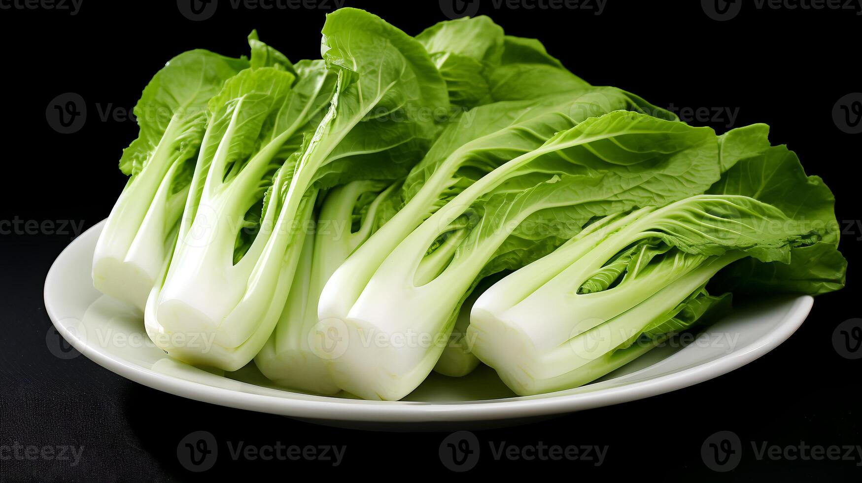 foto van bok choy Aan bord geïsoleerd Aan wit achtergrond. generatief ai