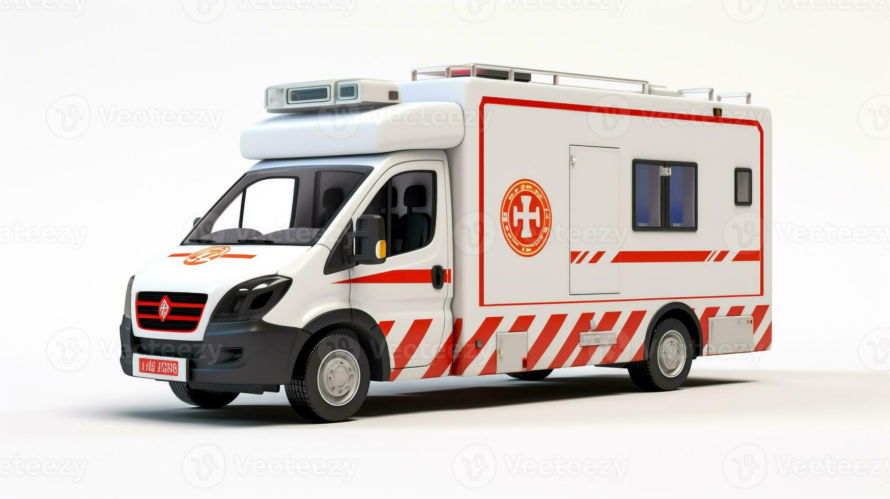 weergeven een 3d miniatuur ambulance. generatief ai foto