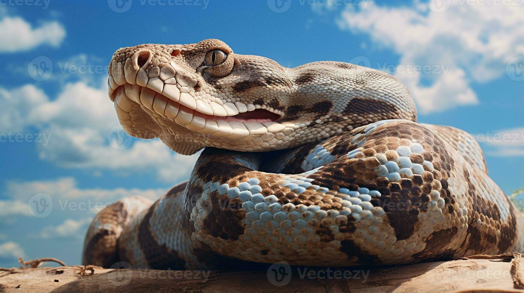 foto van een boa constrictor onder blauw lucht. generatief ai