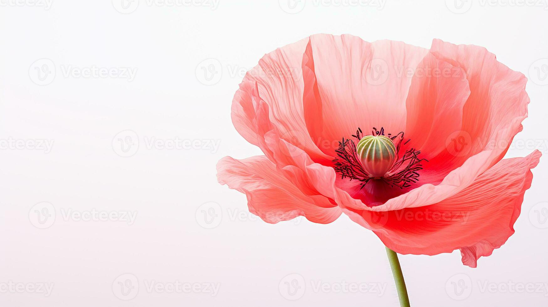 foto van mooi papaver bloem geïsoleerd Aan wit achtergrond. generatief ai