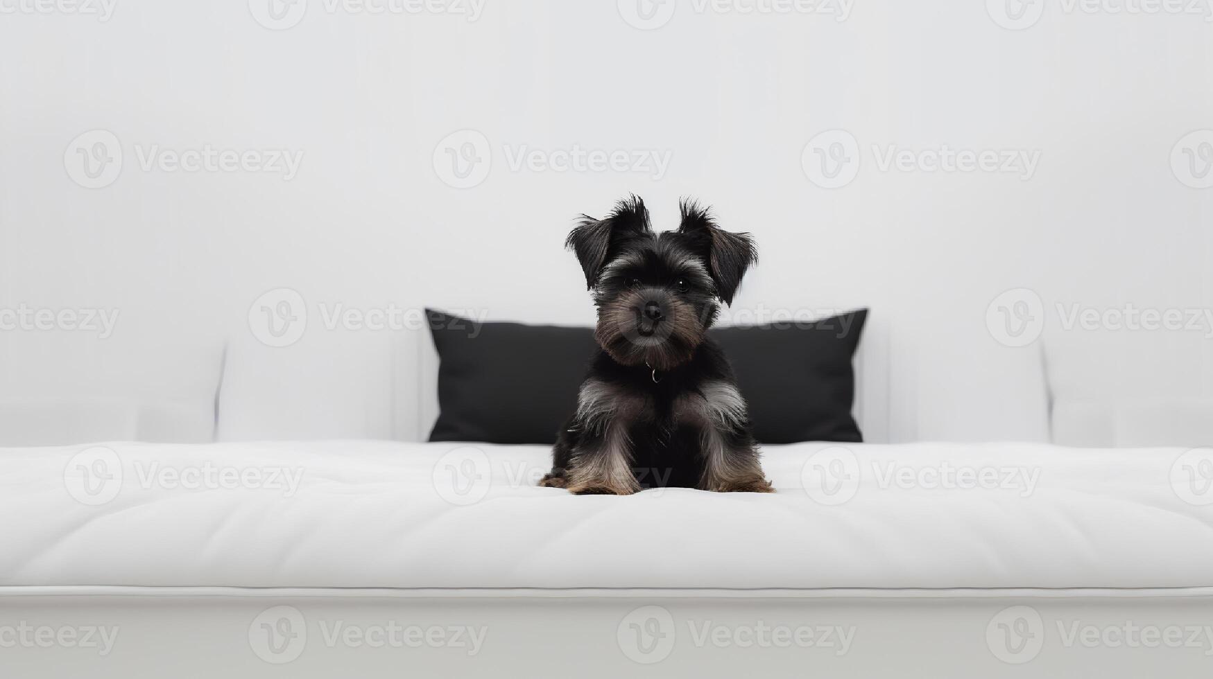 portret van affenpinscher aan het liegen Aan bed. generatief ai foto