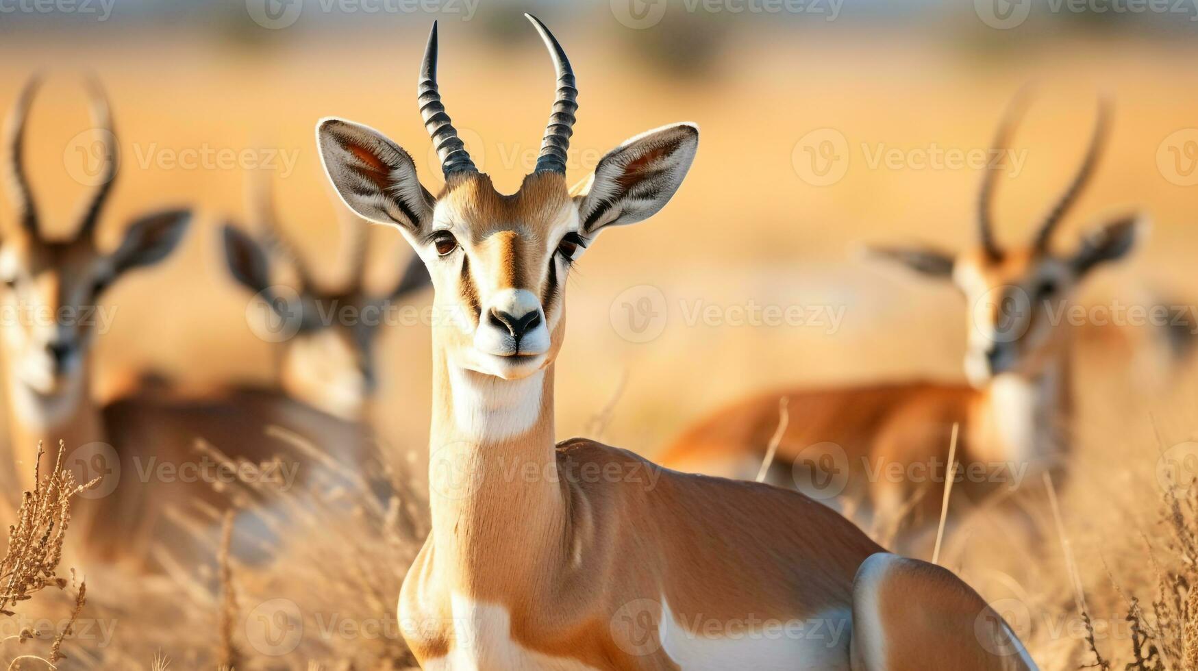 foto van een kudde van gazelle resting in een Open Oppervlakte Aan de savanne. generatief ai