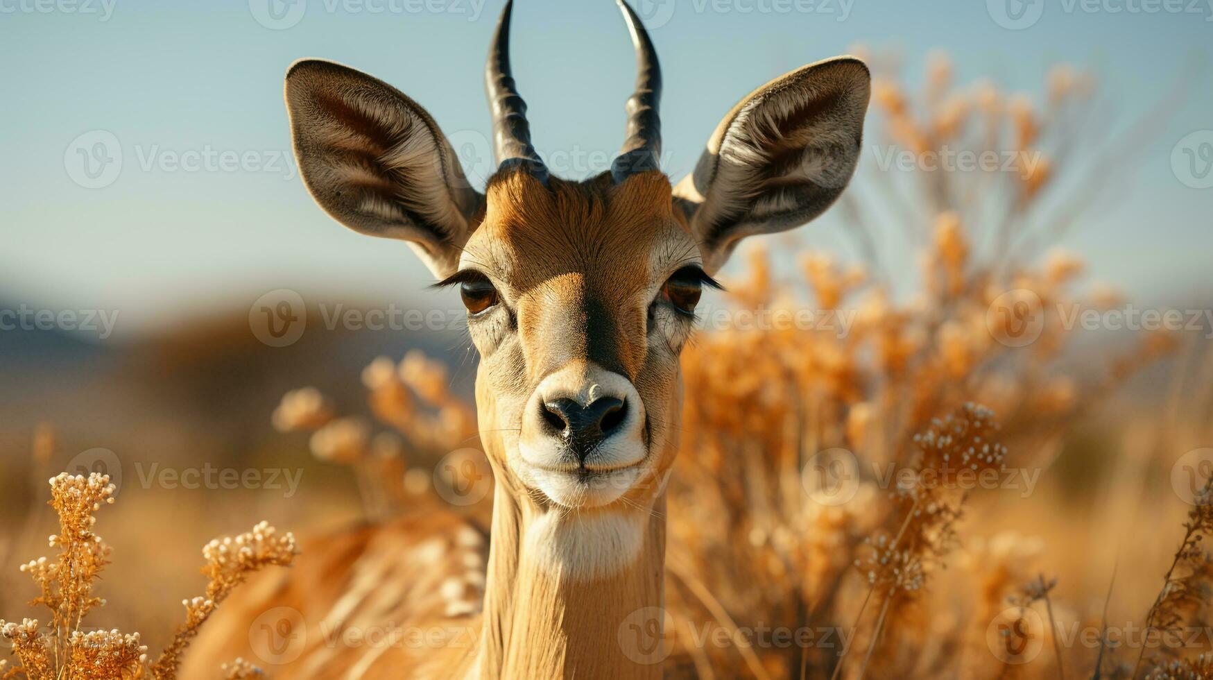 detailopname foto van een gazelle op zoek ieder richting Aan oerwoud. generatief ai