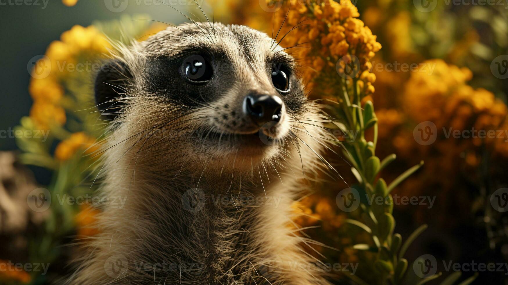 detailopname foto van een meerkat op zoek ieder richting Aan oerwoud. generatief ai