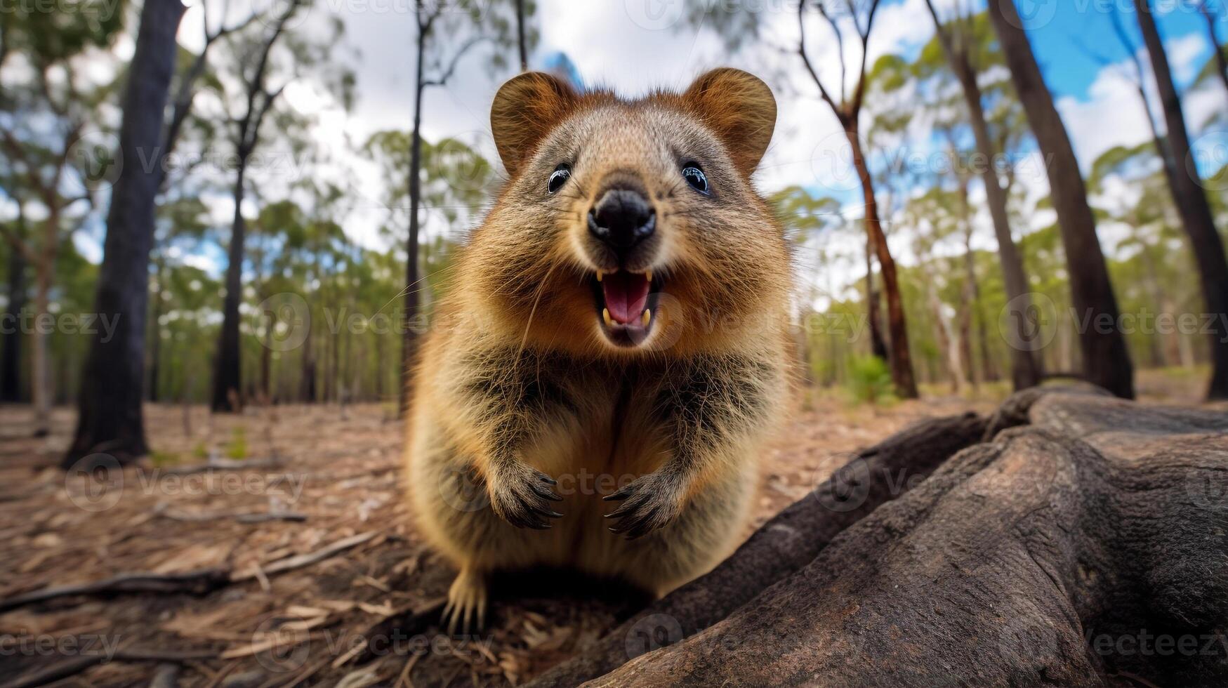 foto van quokka in ther Woud met blauw lucht. generatief ai