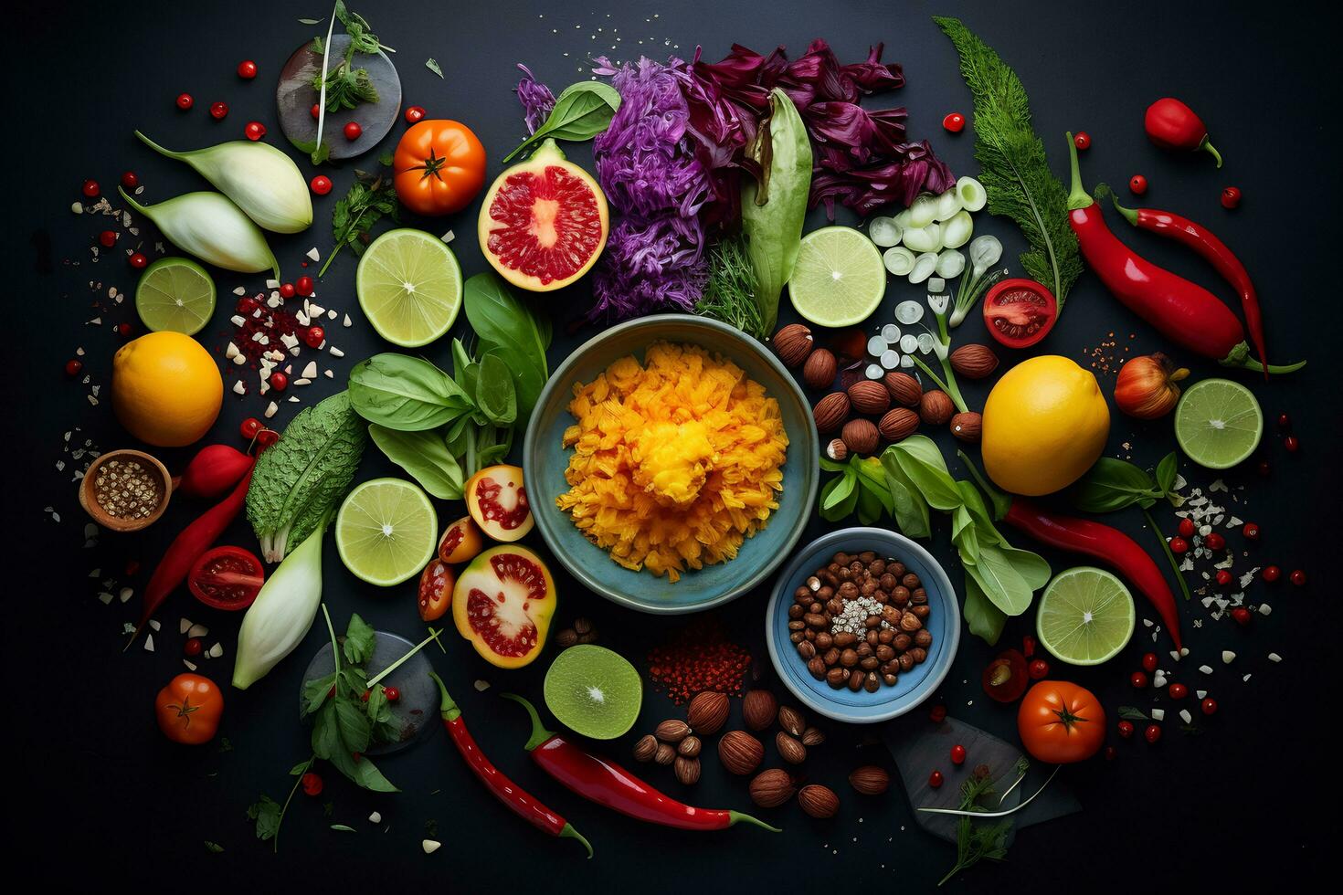 fotograaf kleurrijk en heerlijk vegetarisch gerechten foto