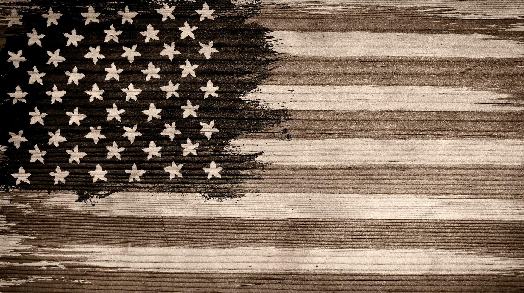 wijnoogst Amerikaans vlag Aan houten textuur. foto