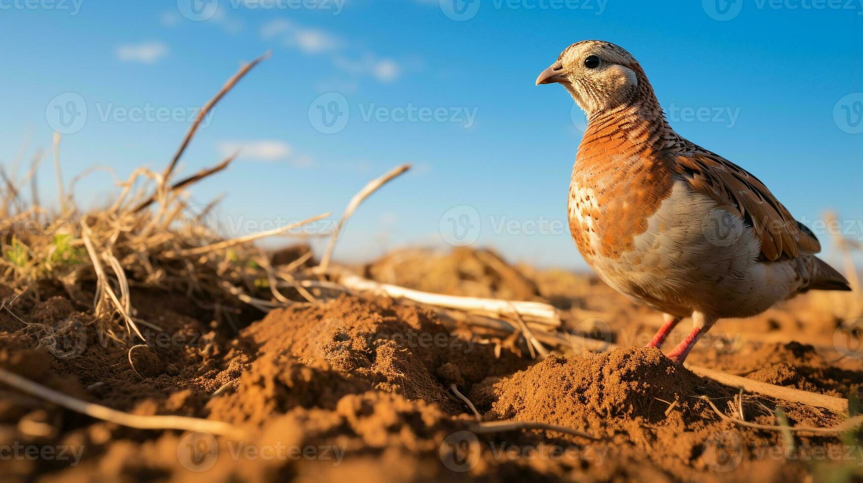 foto van een kwartel in de landbouwgrond. generatief ai