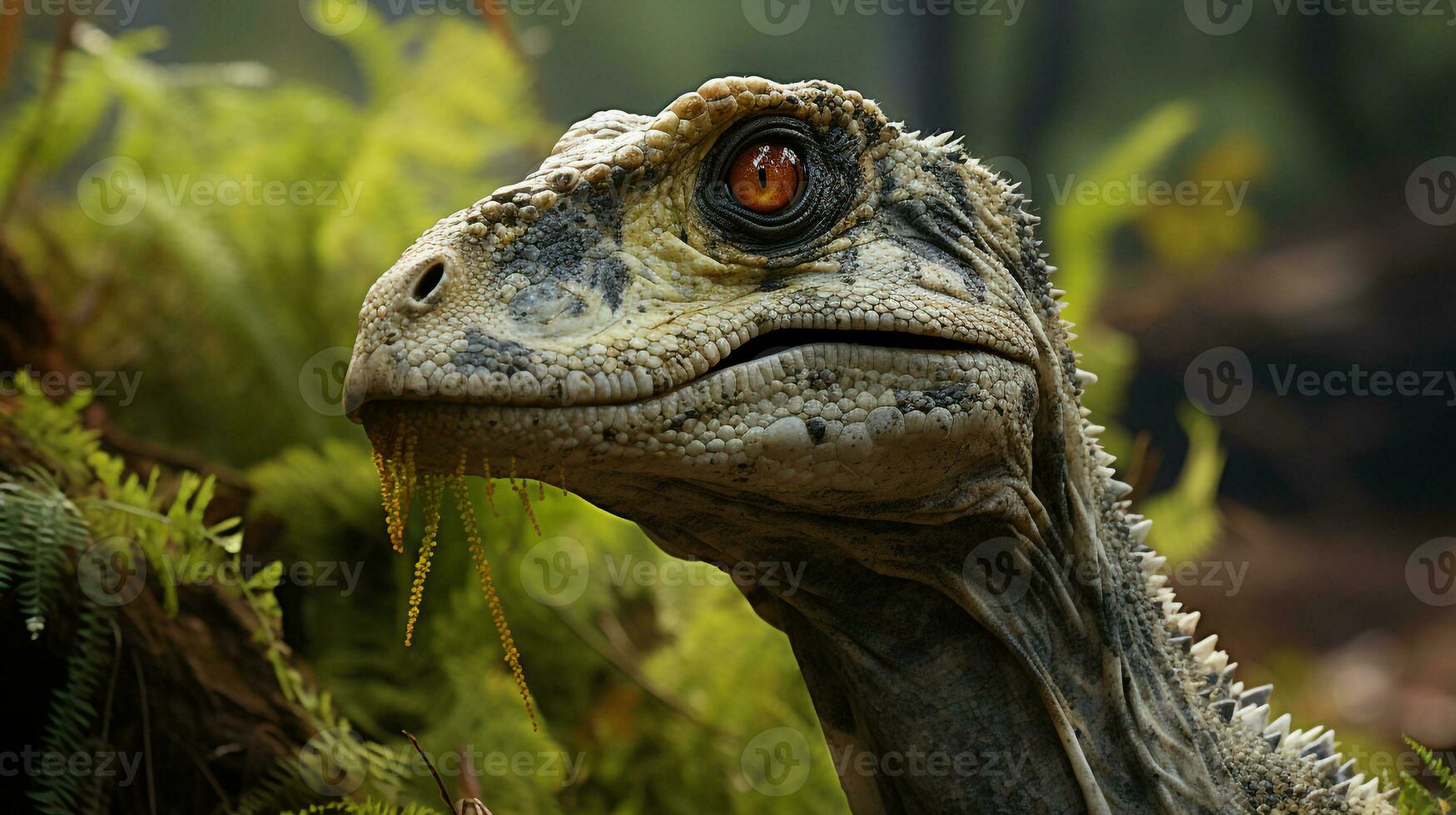 detailopname foto van een brontosaurus op zoek in hun leefgebied. generatief ai