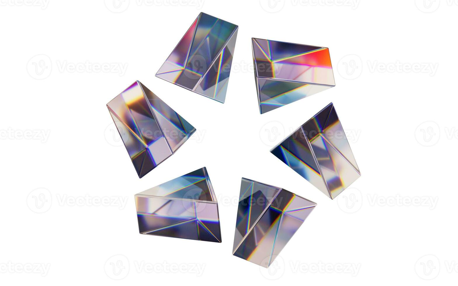 glas geometrieën met spreiding kleuren, 3d weergave. foto