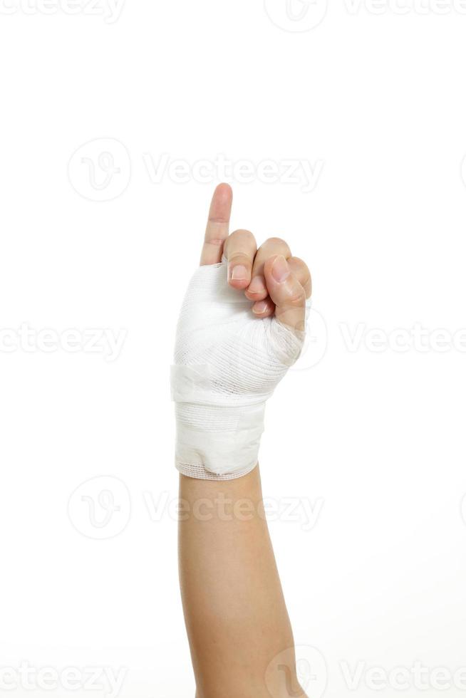 hand met verband foto