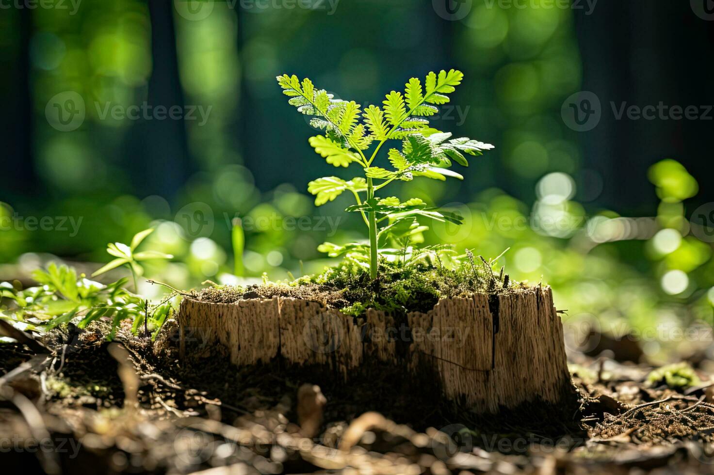 symbolisch boom groei leven komt tevoorschijn van stomp generatief ai foto