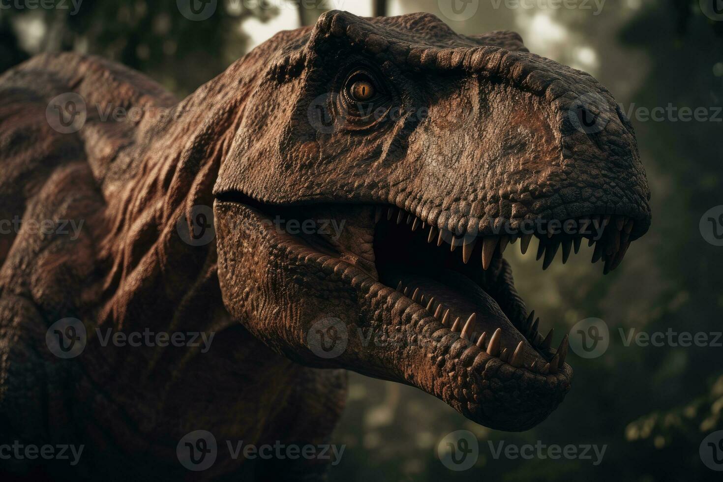 woest trex in filmische detail klaar naar aanval foto