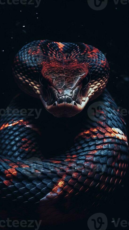 serpentijn collage Aan donker achtergrond generatief ai foto