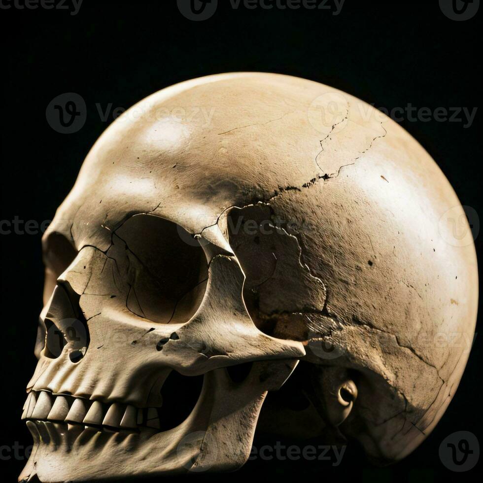 de schedel Aan de zwart achtergrond foto