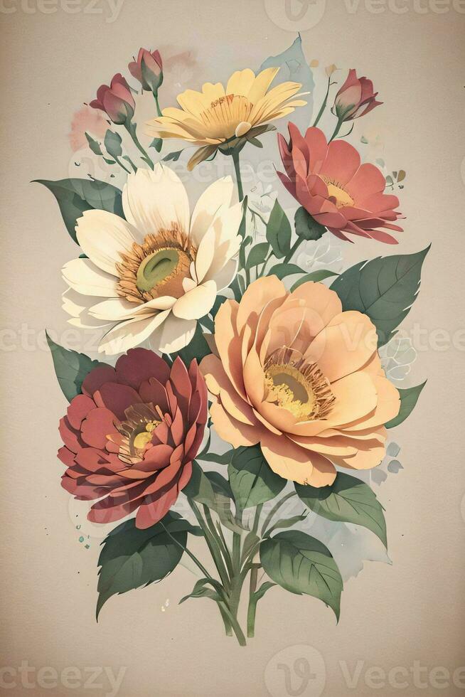 wijnoogst papier met bloemen structuur achtergrond foto