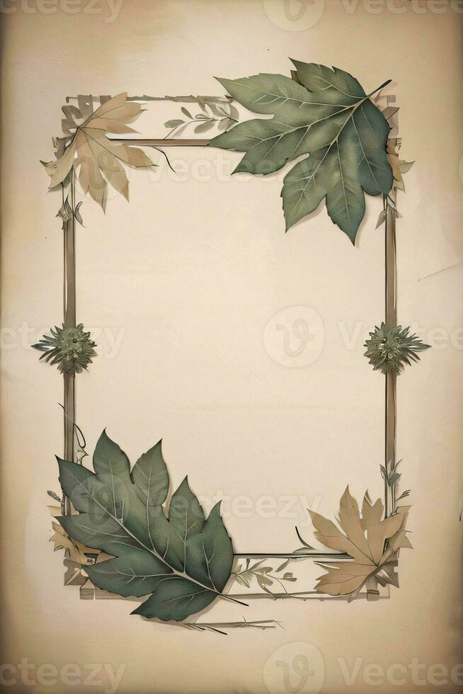 wijnoogst papier met bladeren structuur achtergrond foto