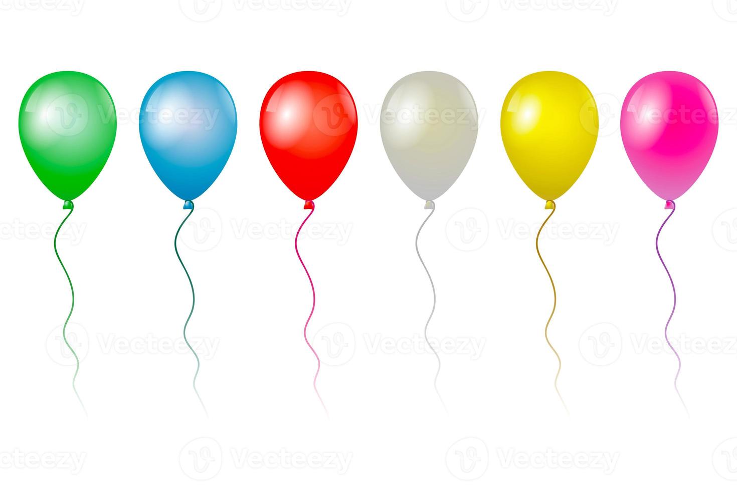 vliegende ballonnen geïsoleerd op een witte achtergrond, illustratie foto