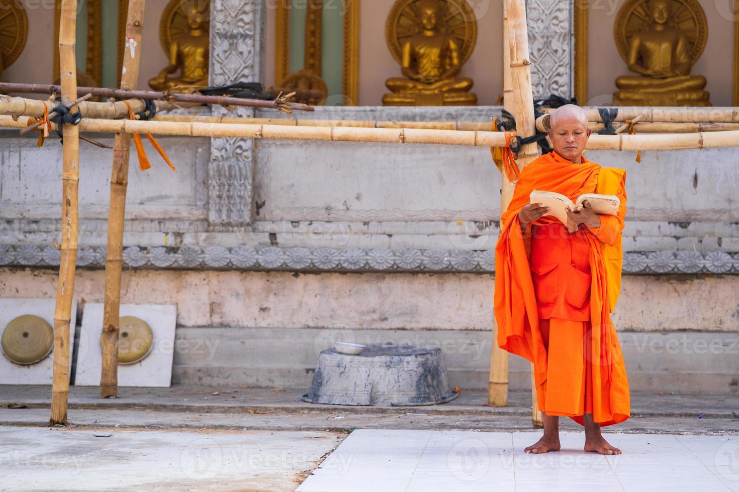 monniken in thailand lezen boeken foto