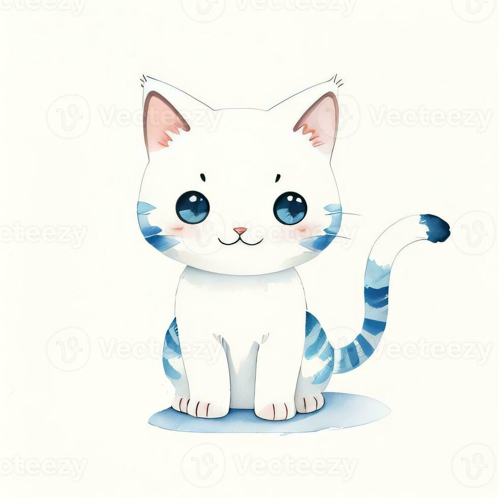 waterverf kinderen illustratie met schattig pot kat clip art foto