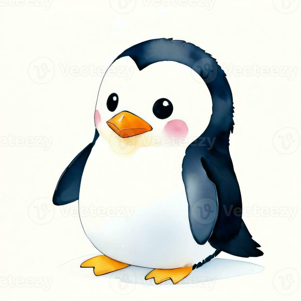 waterverf kinderen illustratie met schattig pinguïn clip art foto