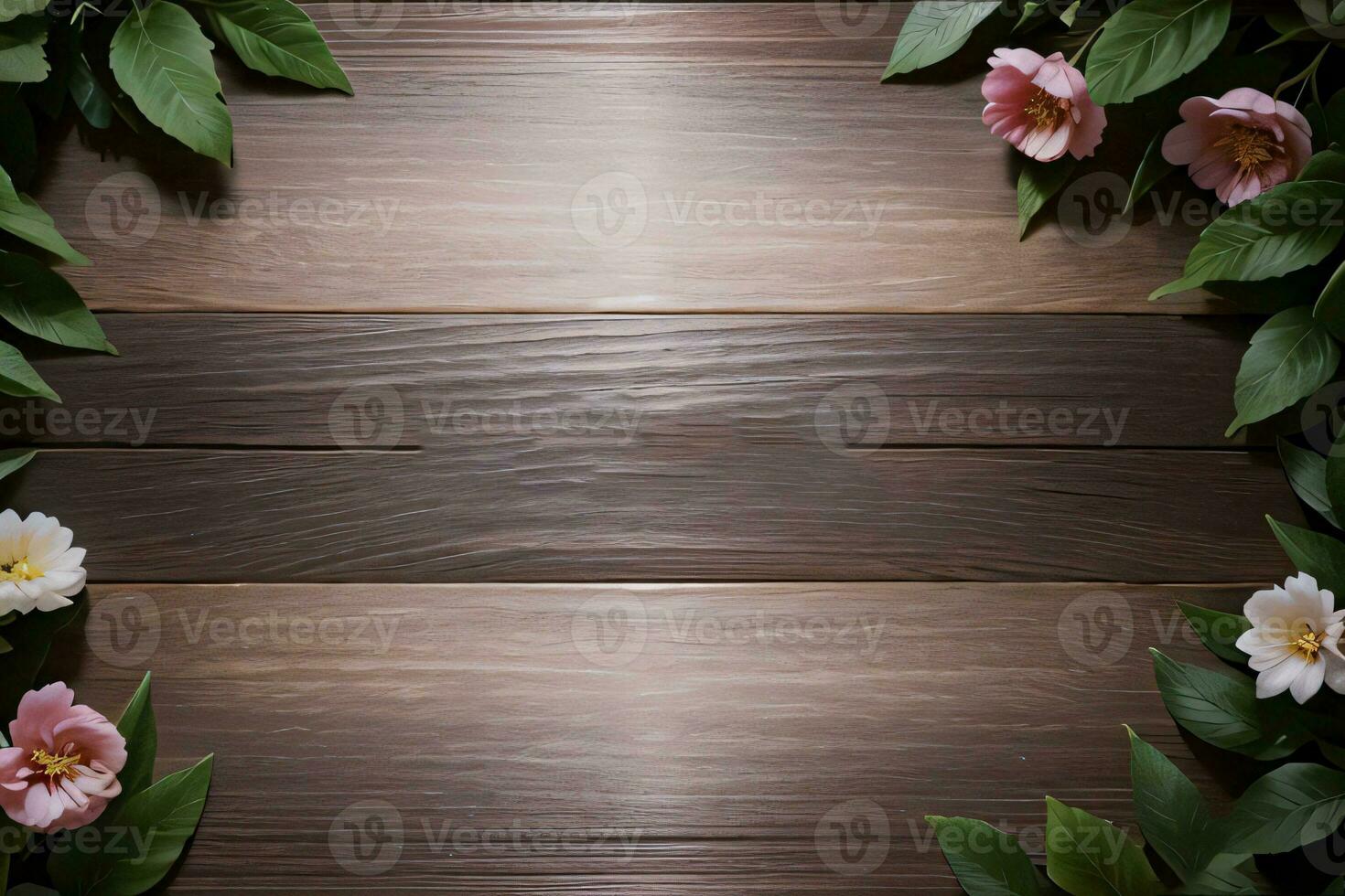 houten achtergrond en bloemen banier sjabloon mockup achtergrond foto