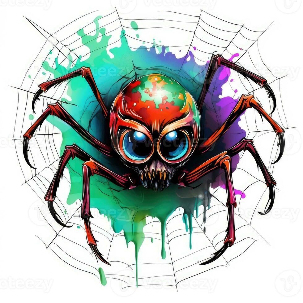 spin web vergiftigen halloween illustratie eng verschrikking ontwerp tatoeëren vector geïsoleerd sticker fantasie foto