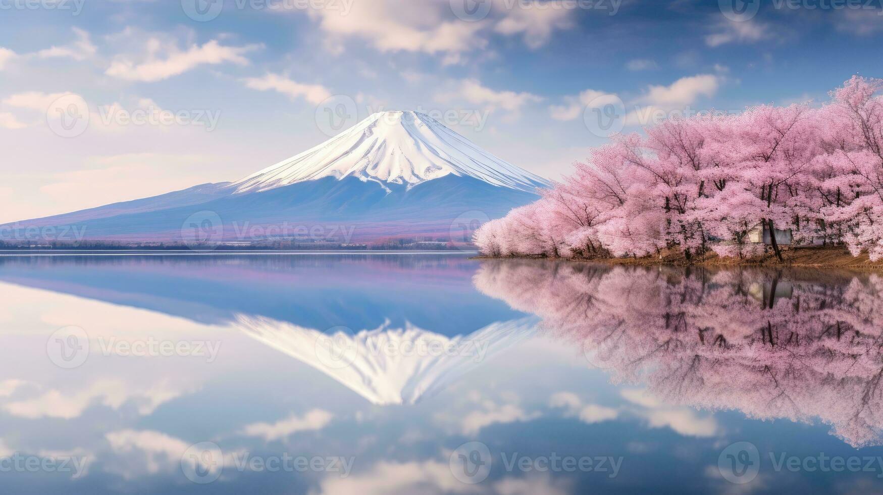 Japan zen landschap panorama visie fotografie sakura bloemen pagode vrede stilte toren muur foto