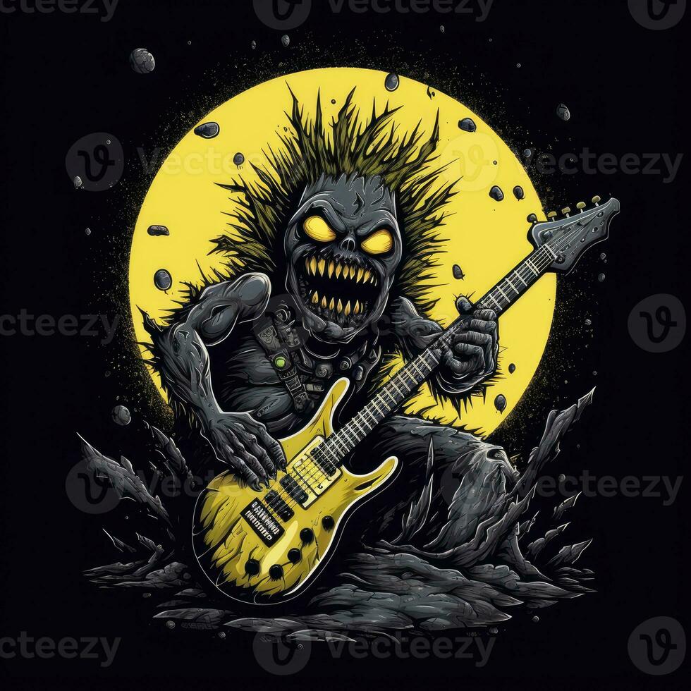 minion bas gitaar t-shirt ontwerp mockup afdrukbare Hoes tatoeëren geïsoleerd vector illustratie artwork foto