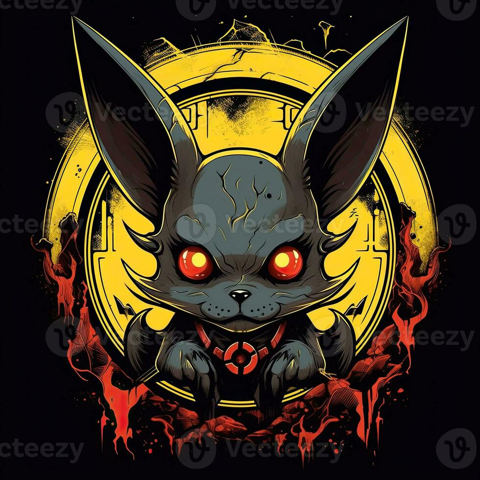 gek pikachu t-shirt ontwerp mockup afdrukbare Hoes tatoeëren geïsoleerd vector illustratie artwork foto