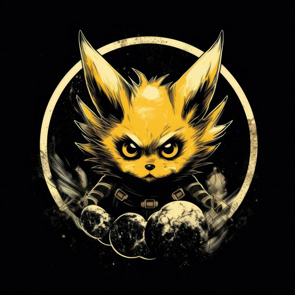 gek pikachu t-shirt ontwerp mockup afdrukbare Hoes tatoeëren geïsoleerd vector illustratie artwork foto
