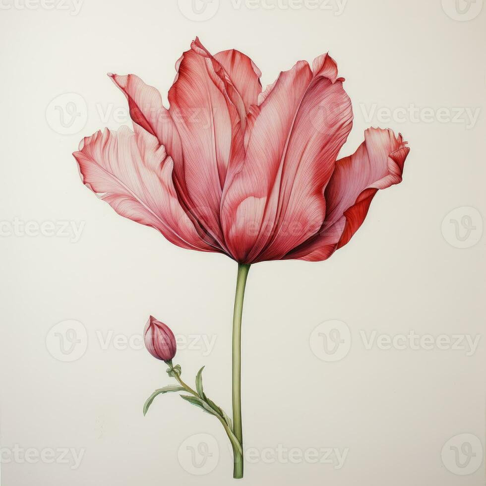 tulp gedetailleerd waterverf schilderij fruit groente clip art botanisch realistisch illustratie foto