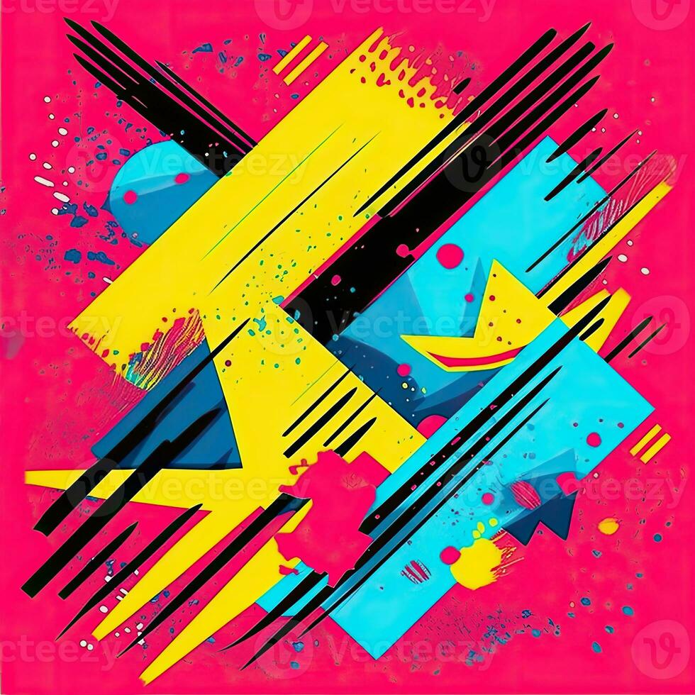 expressief graffiti neon artistiek speels illustratie ontwerp afdrukken meetkundig zuur vormen stijl foto