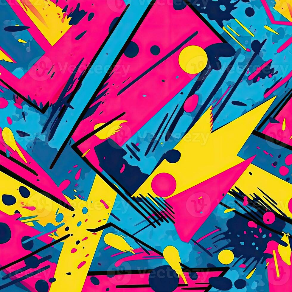 expressief graffiti neon artistiek speels illustratie ontwerp afdrukken meetkundig zuur vormen stijl foto