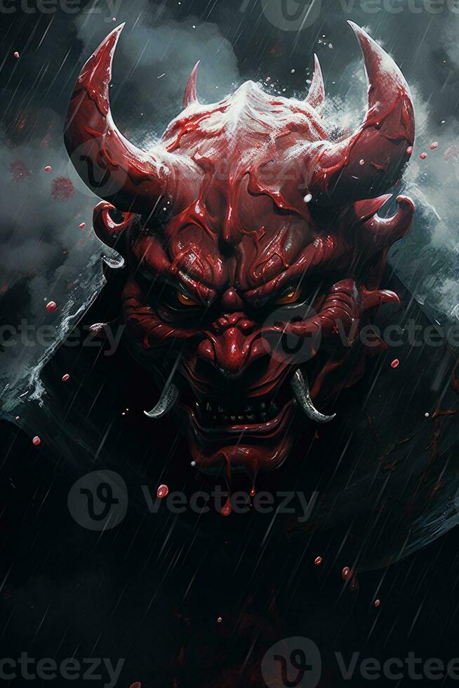 hannya masker Japans theater mist wolk tatoeëren foto eng schreeuw demonische onheil monster rook