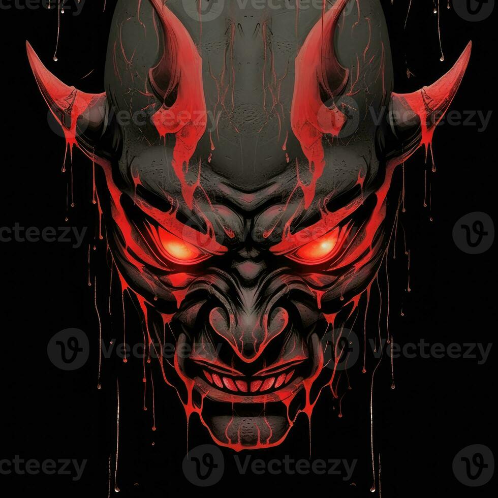 hannya masker Japans theater mist wolk tatoeëren foto eng schreeuw demonische onheil monster rook