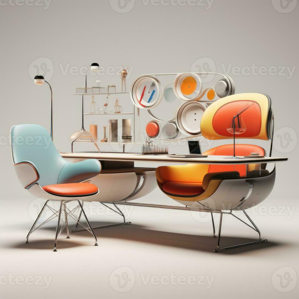 fauteuil retro futuristische meubilair schetsen illustratie hand- tekening referentie ontwerper idee foto