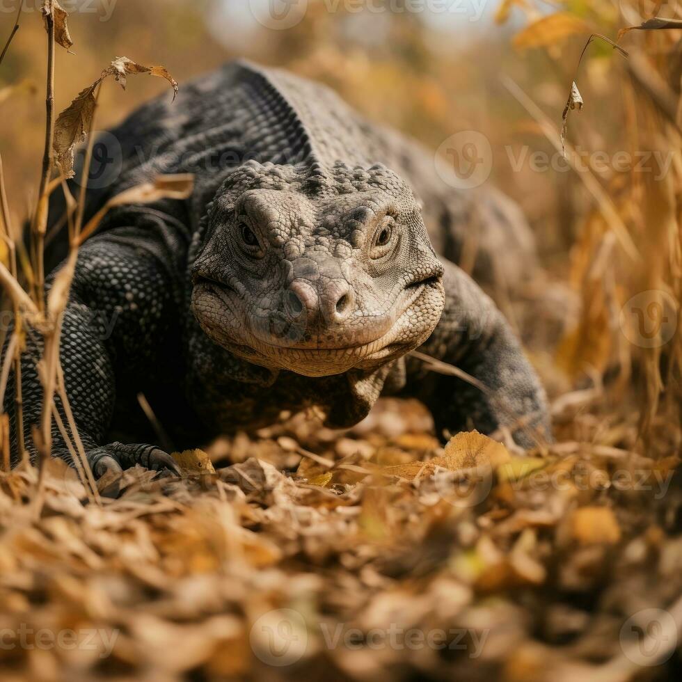 komodo draak verborgen roofdier fotografie gras nationaal geografisch stijl documentaire behang foto