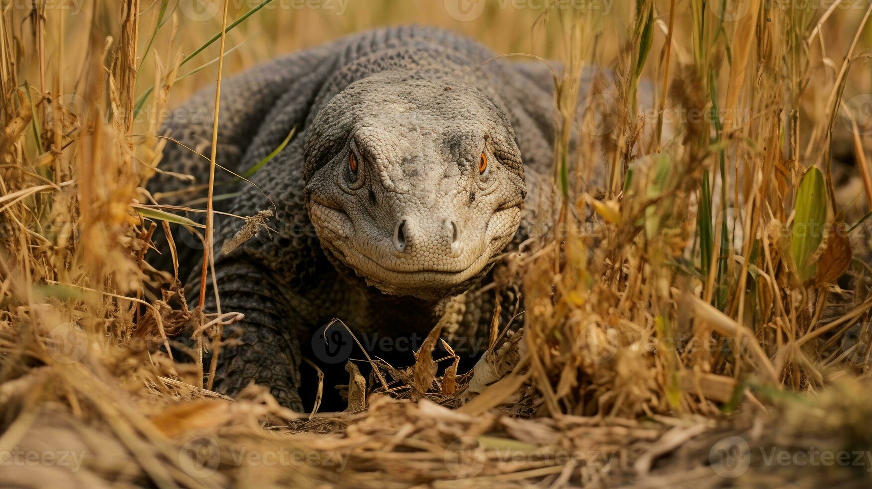 komodo draak verborgen roofdier fotografie gras nationaal geografisch stijl documentaire behang foto