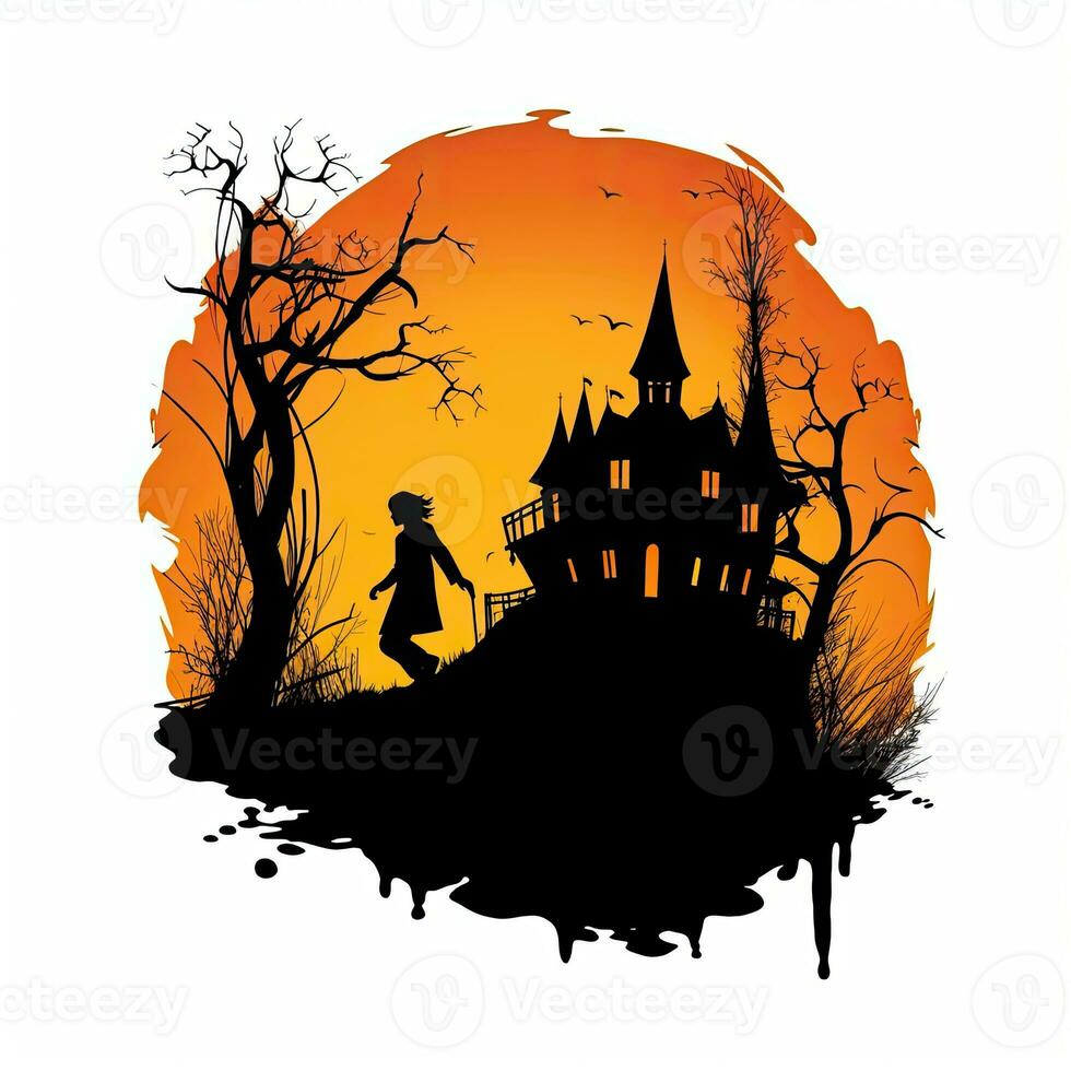 vampier kasteel huis halloween clip art illustratie vector t-shirt ontwerp besnoeiing plakboek tatoeëren foto