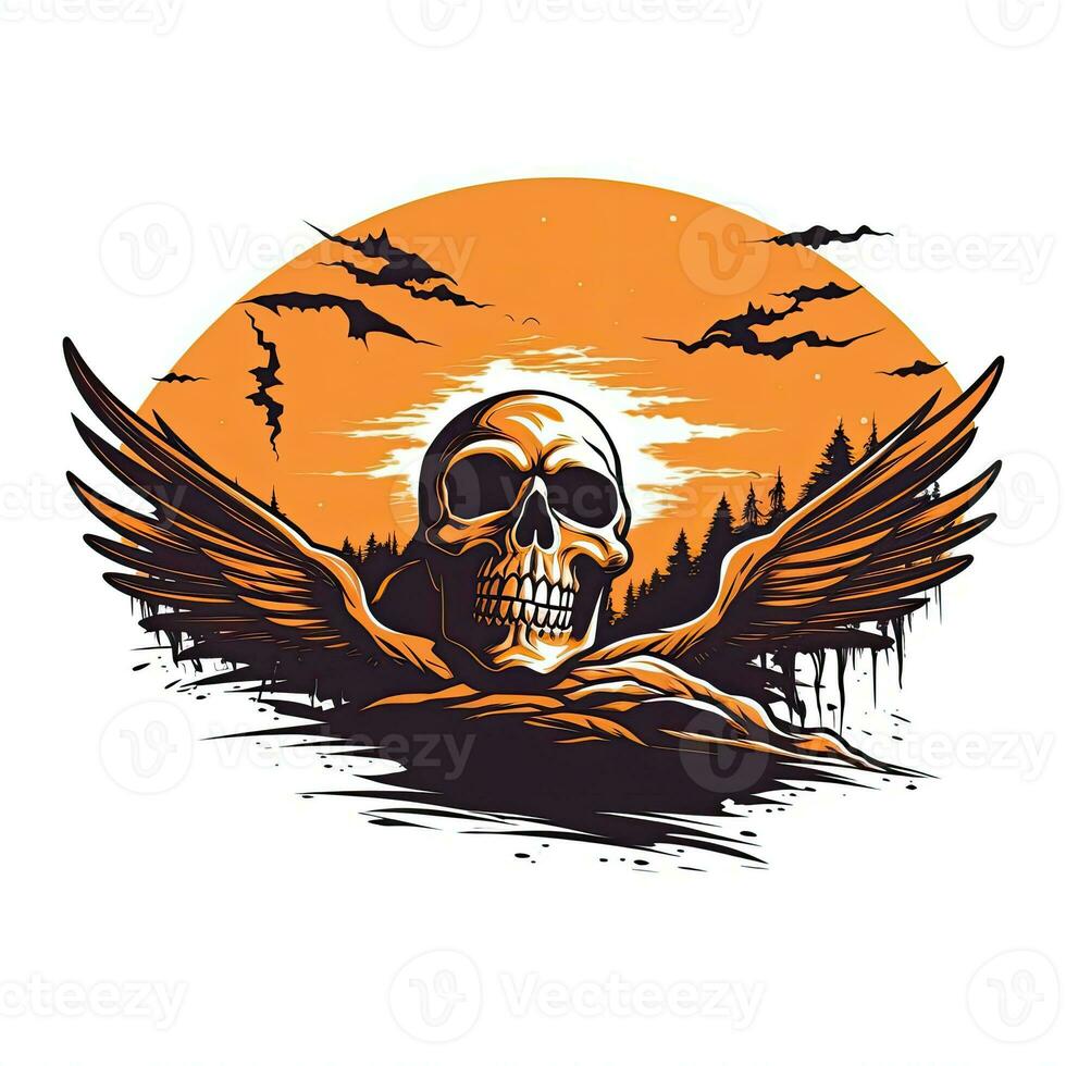 zombie schedel halloween clip art illustratie vector t-shirt ontwerp sticker besnoeiing plakboek tatoeëren foto