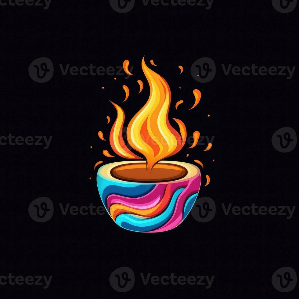 kaars vlam brand neon icoon logo halloween schattig eng helder illustratie tatoeëren geïsoleerd vector foto