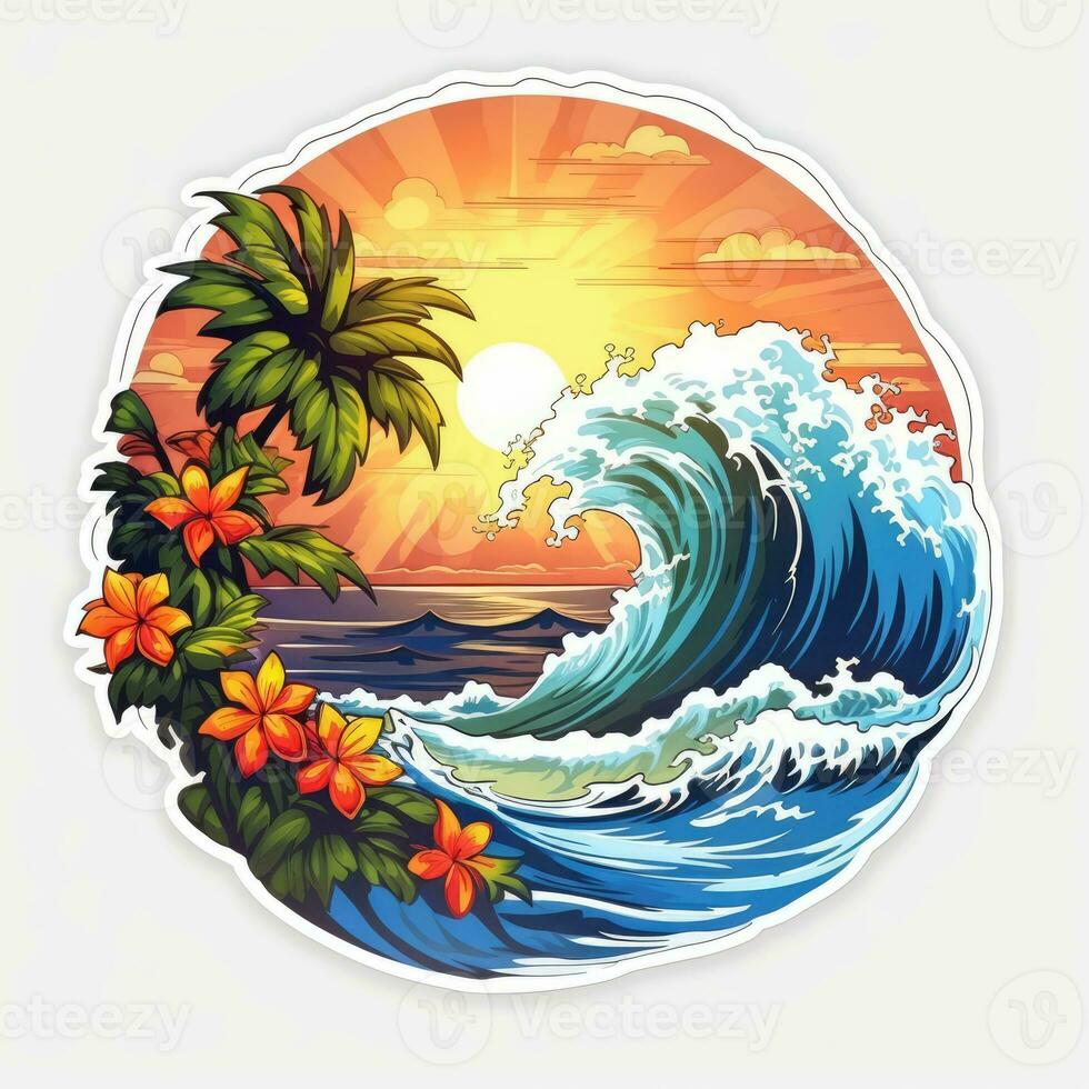 kleurrijk tropisch plons t-shirt ontwerp tatoeëren sticker clip art Golf Miami Paraside foto