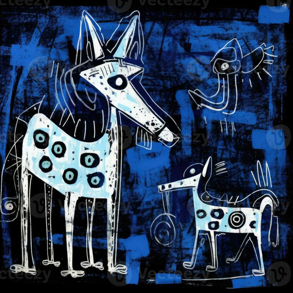 honden expressief kinderen dier illustratie schilderij plakboek hand- getrokken artwork schattig tekenfilm foto