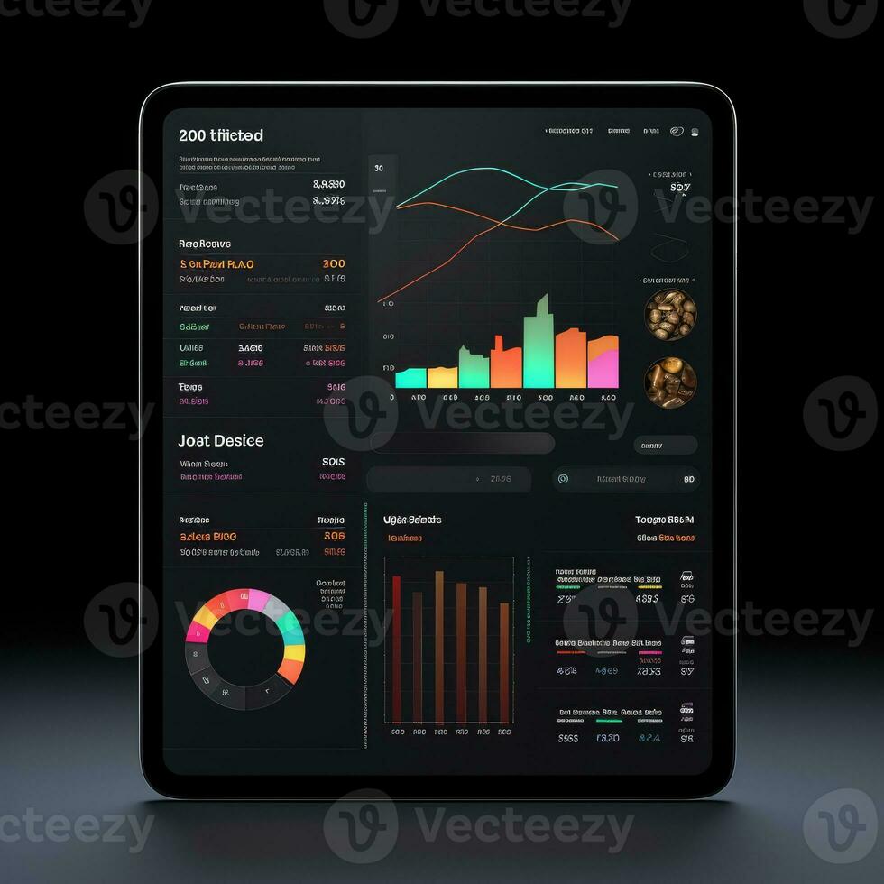 tablet mockup ui koppel statistisch diagram diagram scherm website presentatie dashboard sjabloon foto