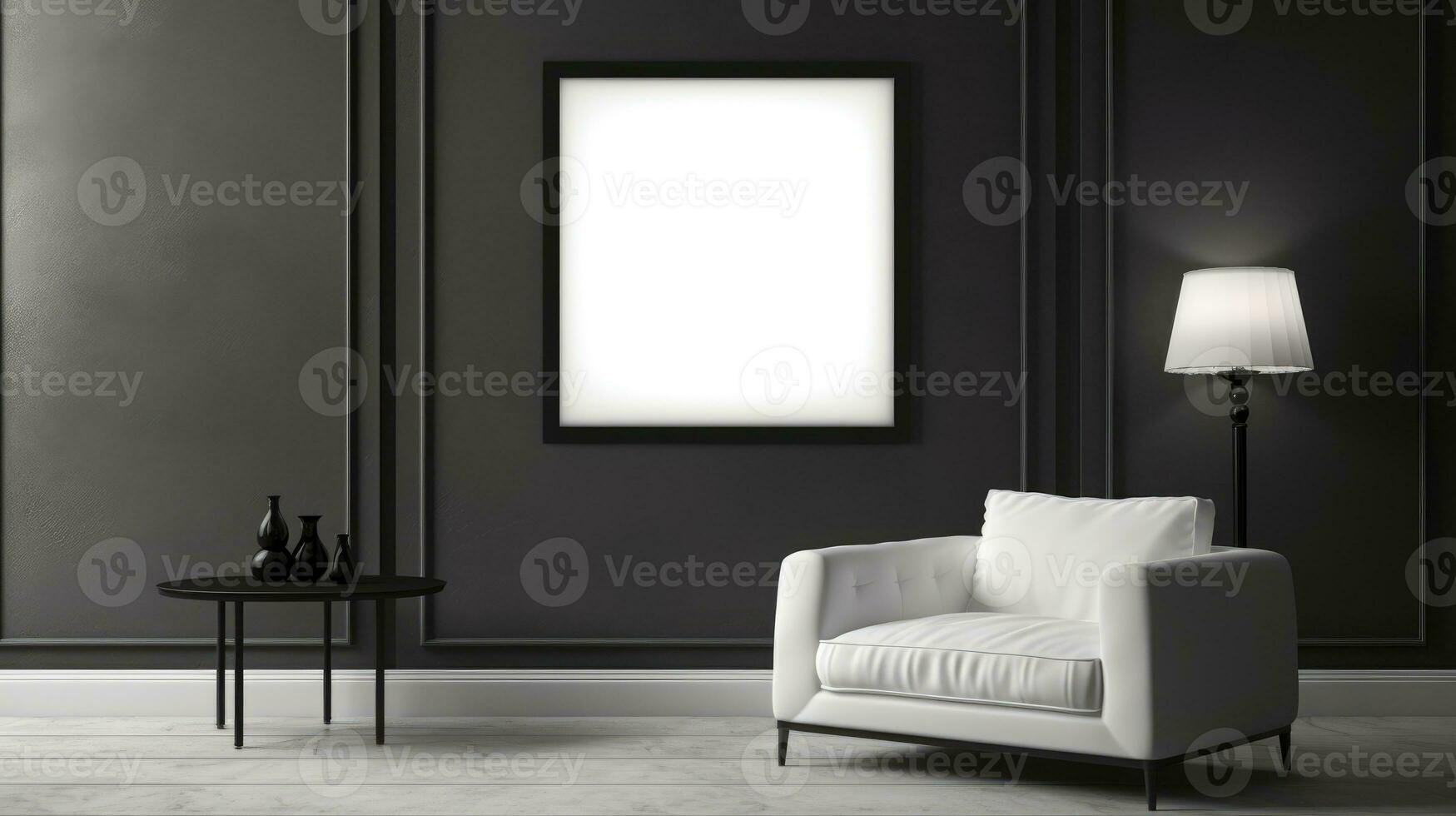 blanco leeg kader poster mockup portefeuille leven kamer presentatie meubilair leven kamer wit foto